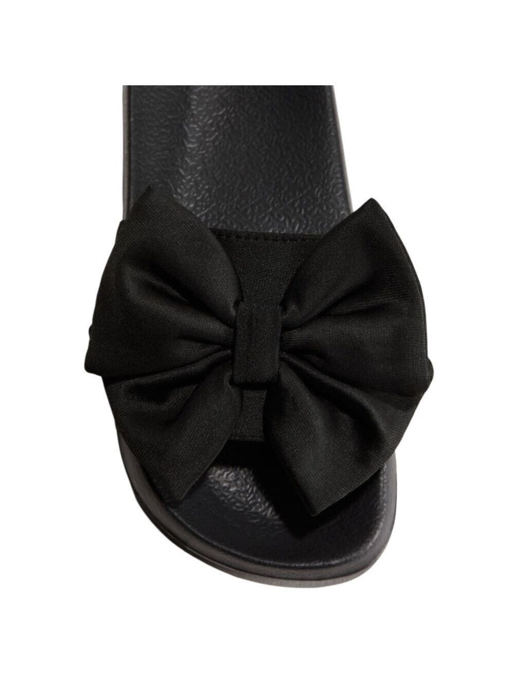 H&M Bow Front Black Pool Slides with Elastic Back Strap